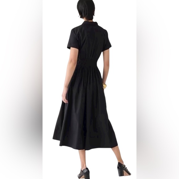 J. Crew Classic Black Elena Drama Midi Shirt-dress in cotton poplin NWT 8 - Picture 2 of 13